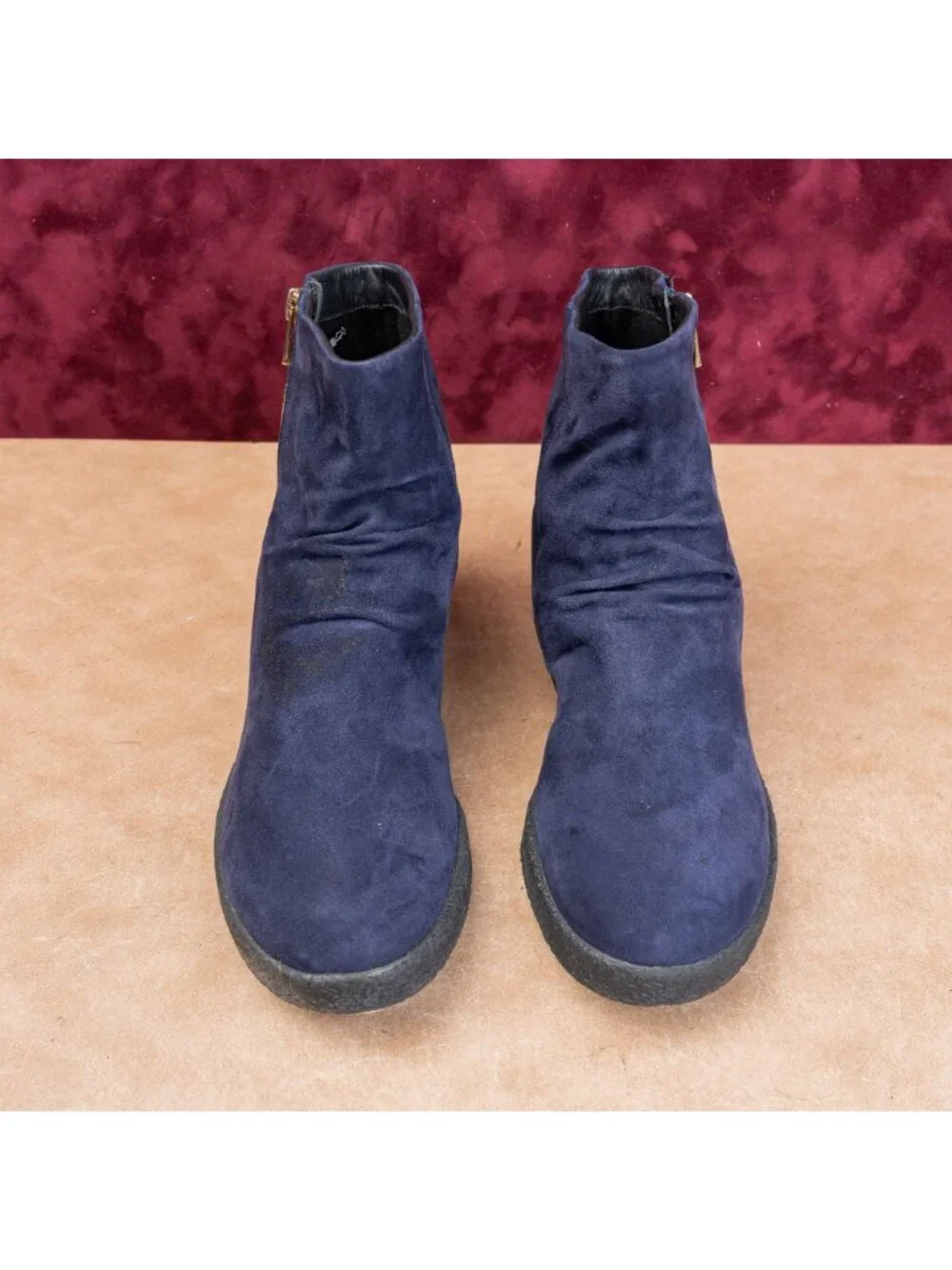 Mephisto Women Cassan Blue Suede Fashion Zip Ankle Boots size 8.5